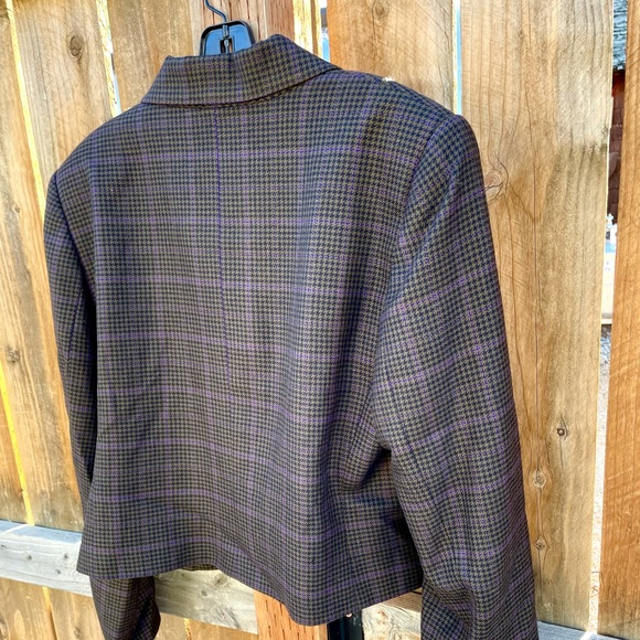 Fabulous Fall Wool Houndstooth Cropped Menswear Double Busted ButtonDown Jacket - Picture 9 of 12